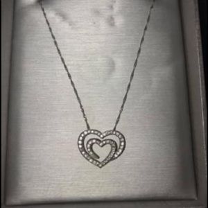 Zales 2 Heart Diamond, white gold Pendant. Originally paid $1200, worn 2 twice.